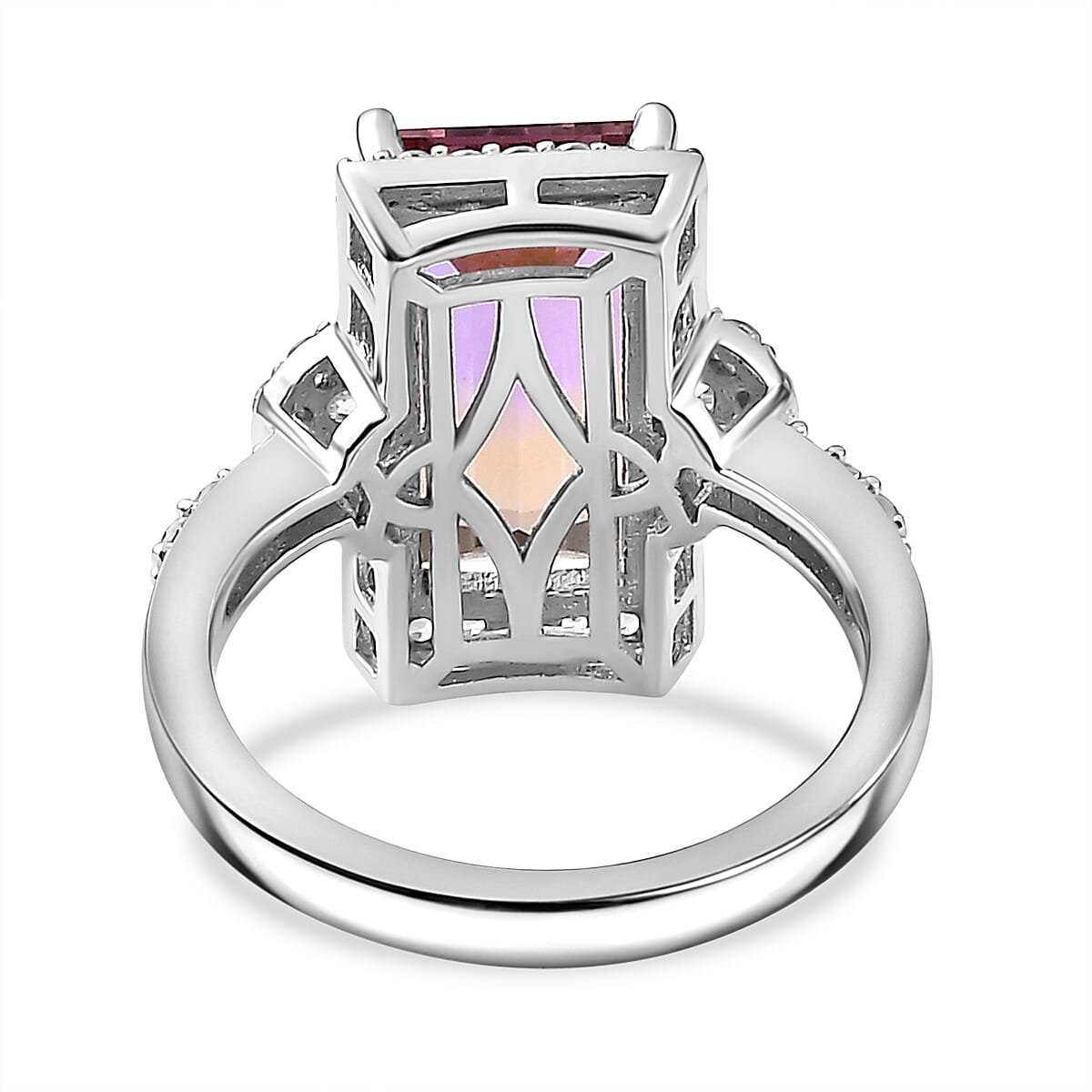 Anahi Ametrine & Natural Zircon Ring in Rhodium Overlay Sterling Silver 4.95 Ct Anahi Ametrine & Natural Zircon Ring in Rhodium Overlay Sterling Silver 4.95 Ct