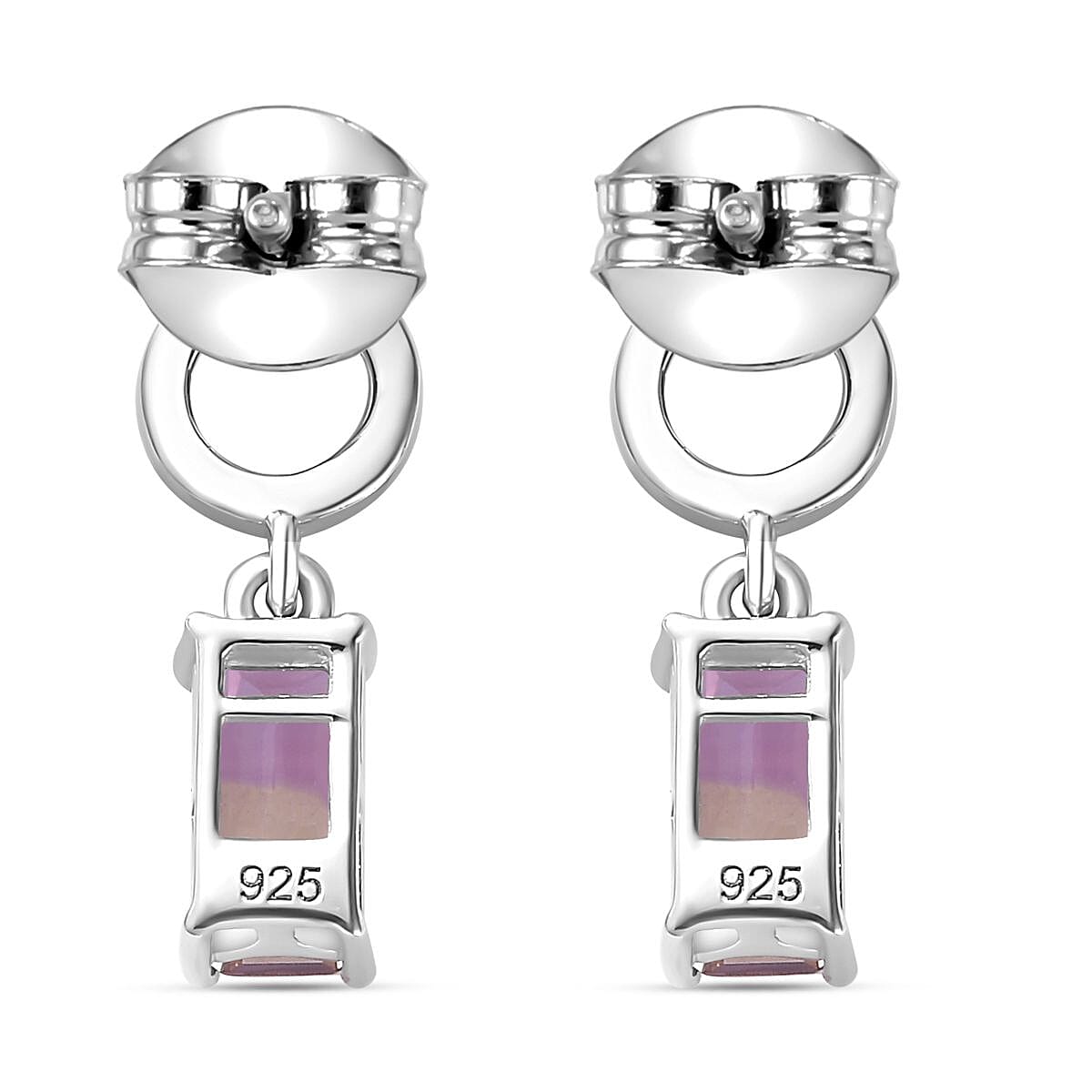 Ametrine Solitaire Earrings in Rhodium Overlay Sterling Silver 1.70 Ct