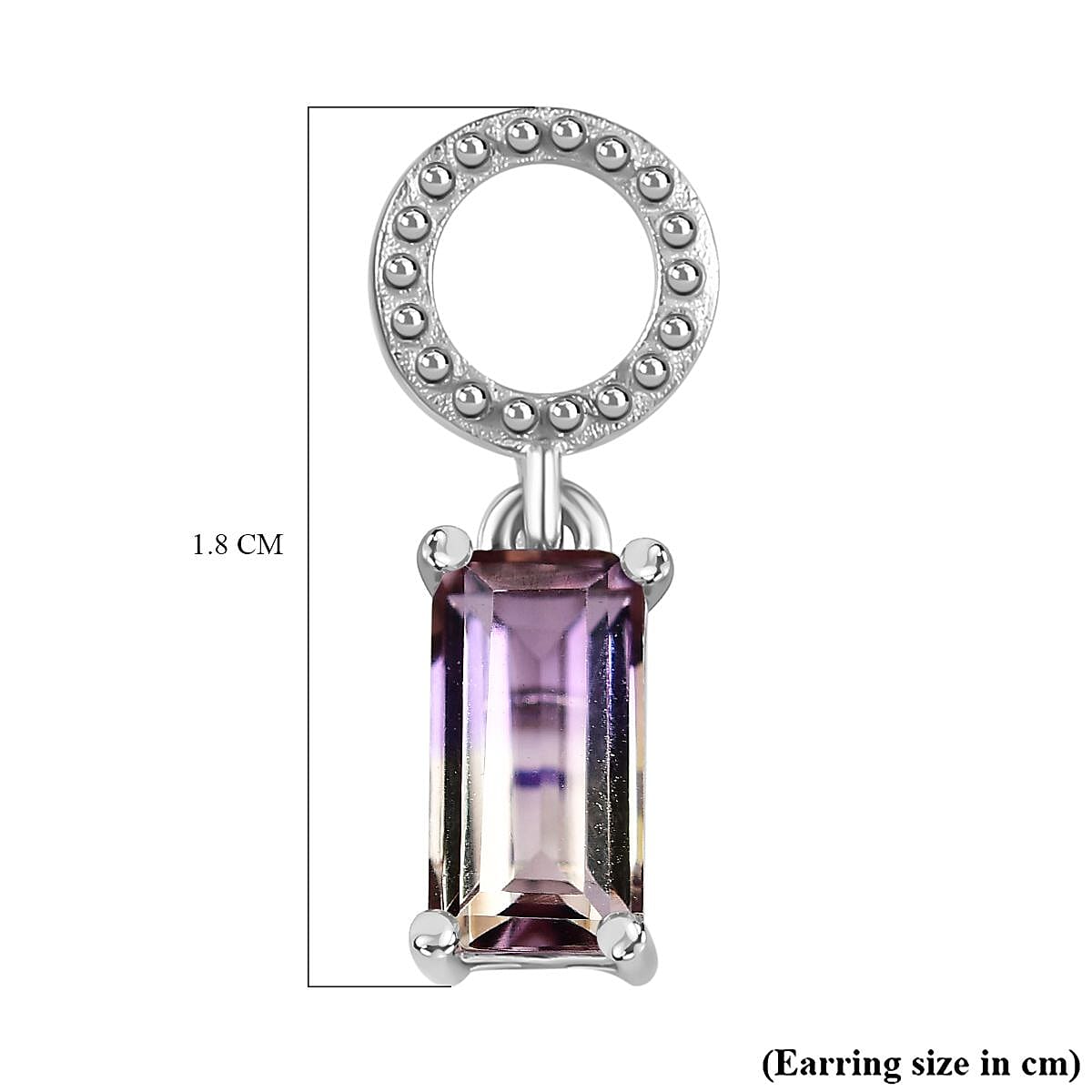 Ametrine Solitaire Earrings in Rhodium Overlay Sterling Silver 1.70 Ct
