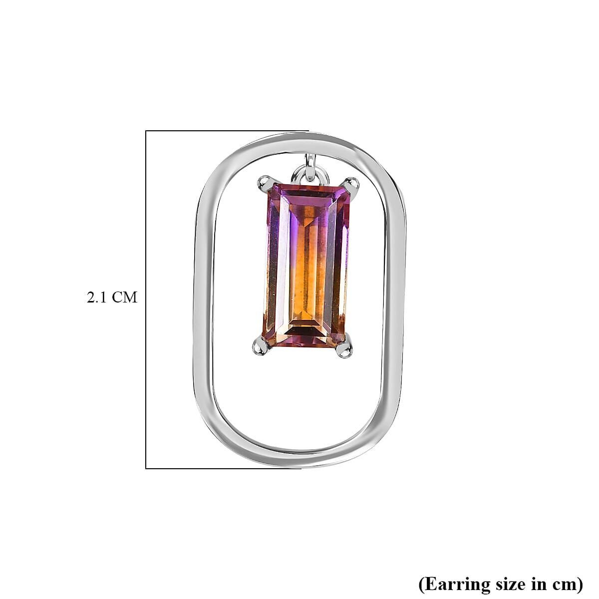 Ametrine Solitaire Earrings in Rhodium Overlay Sterling Silver 3.30 Ct.