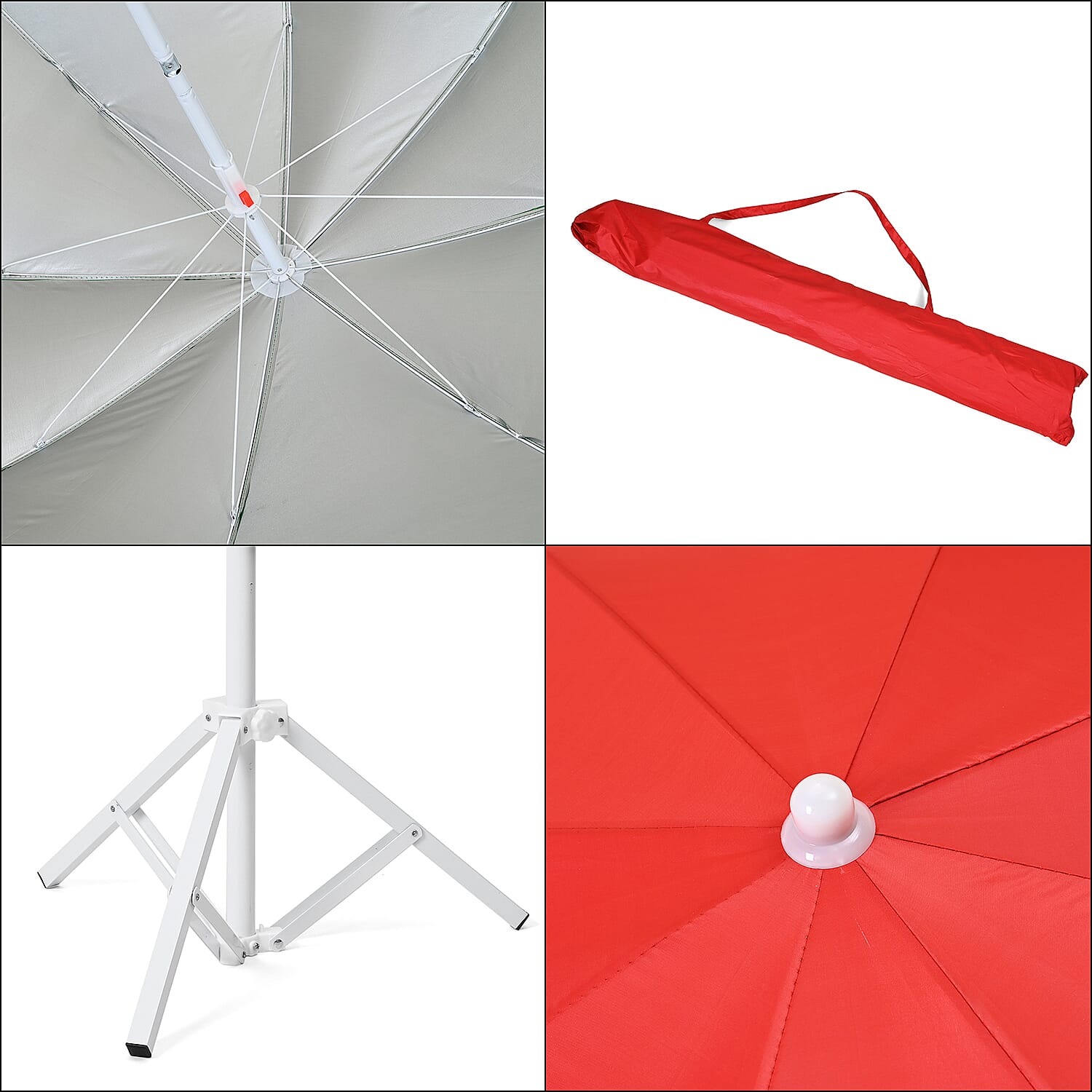 Solid colour Outdoor umbrella with tripod stand ( height from 1.2m to 1.8m) - Red