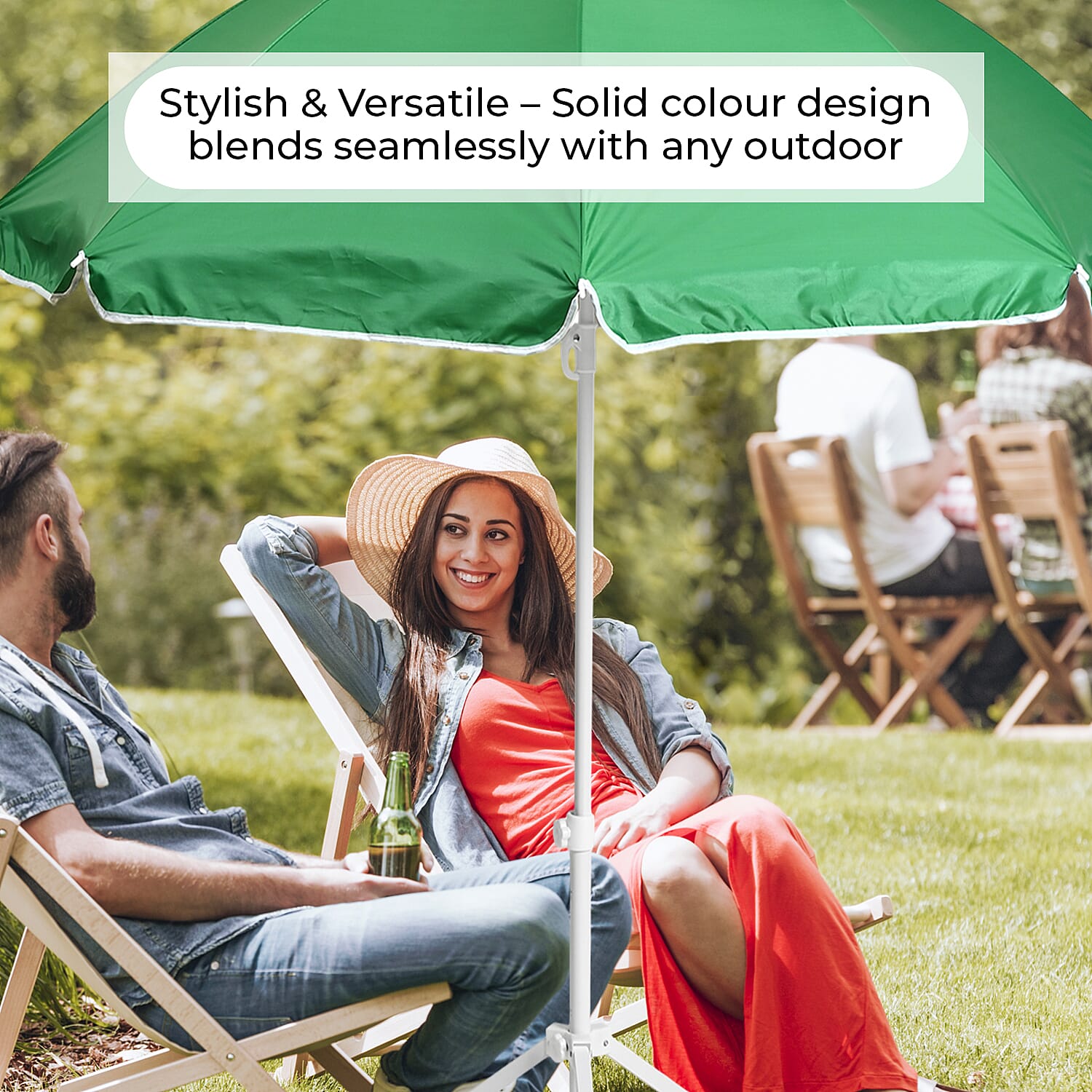 Solid colour Outdoor umbrella with tripod stand (height from 1.2m to 1.8m) - Green & Grey