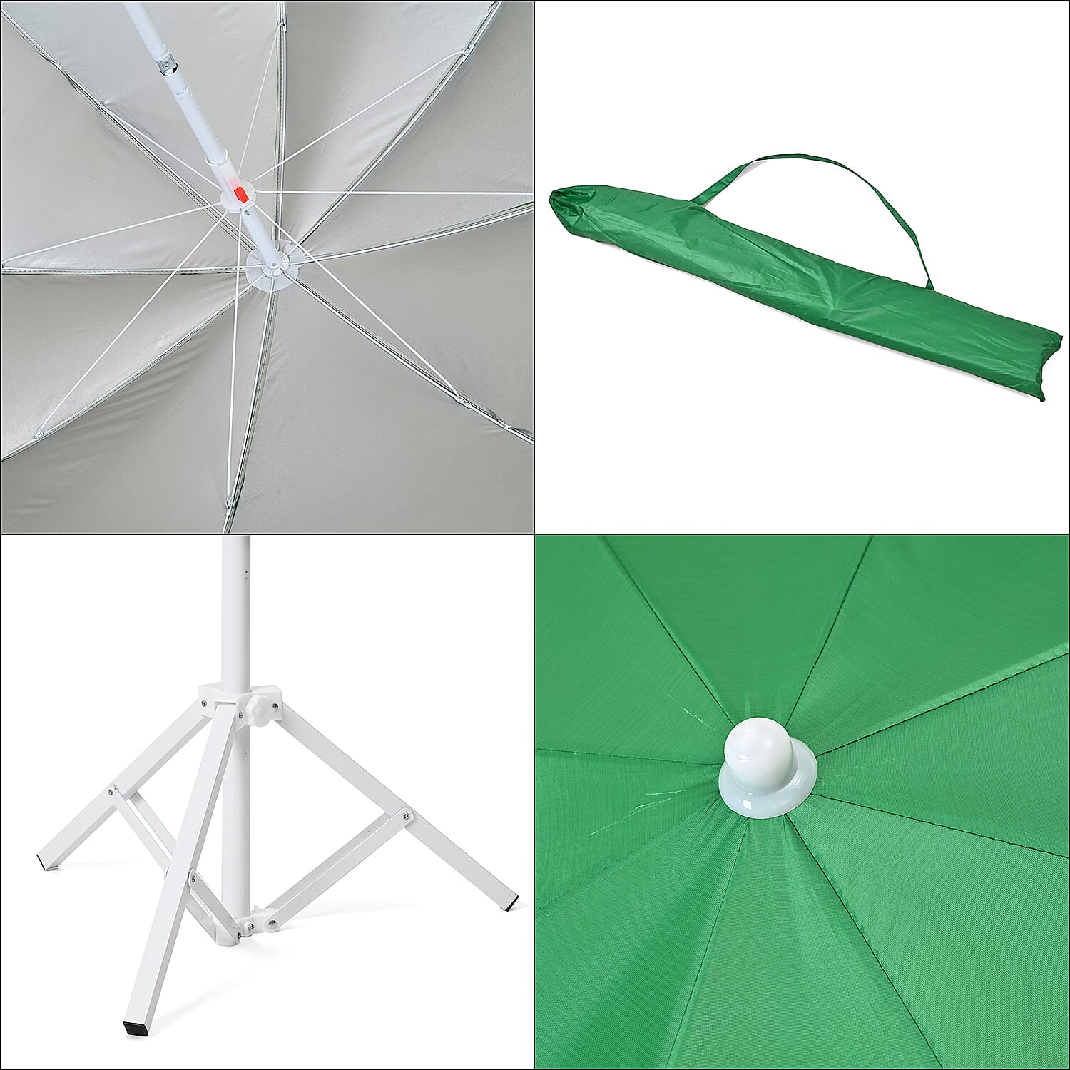 Solid colour Outdoor umbrella with tripod stand (height from 1.2m to 1.8m) - Green & Grey