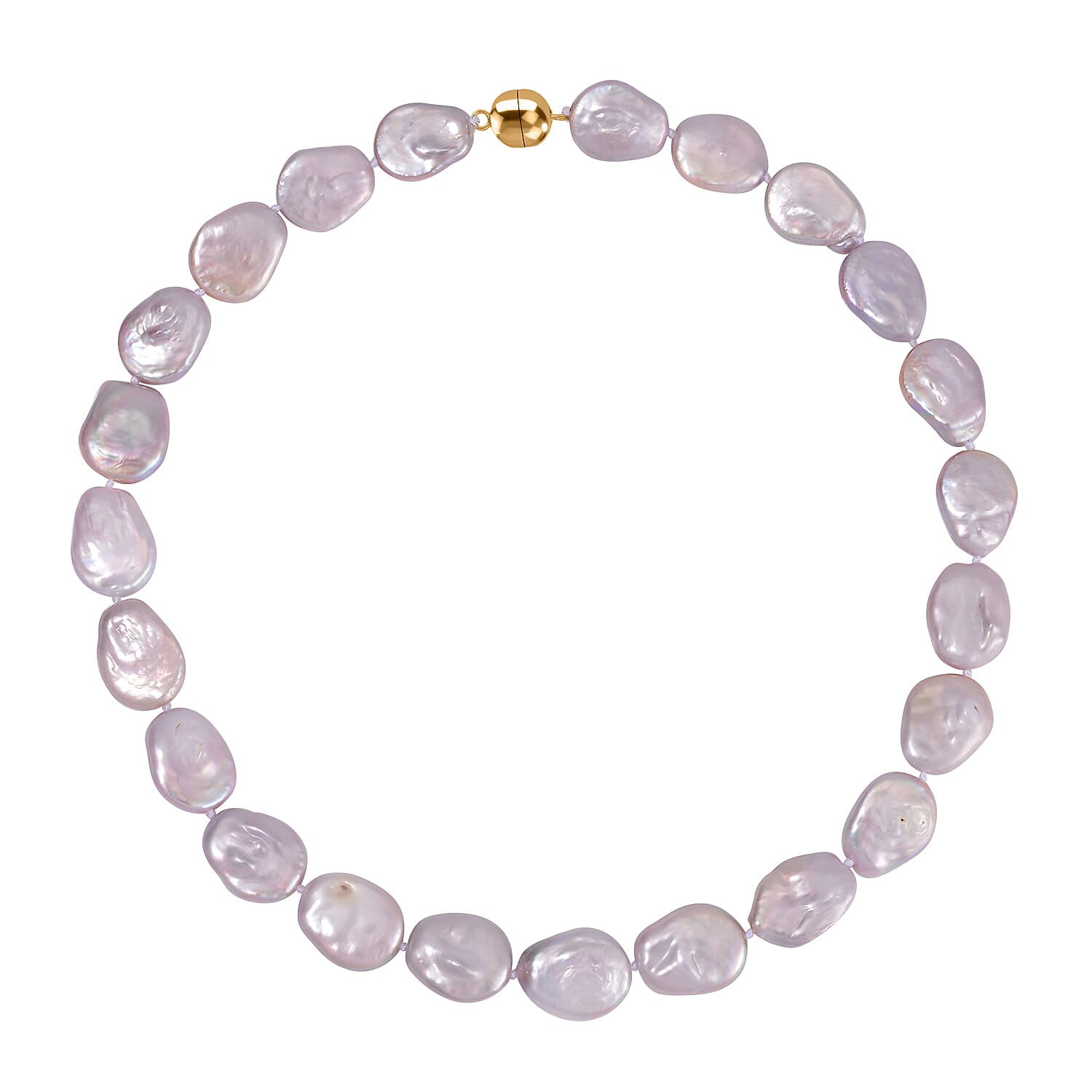 Purple Keshi Pearl  Necklace (Size - 20)  in Gold Overlay Sterling Silver with Magnetic Lock 325.00 ct