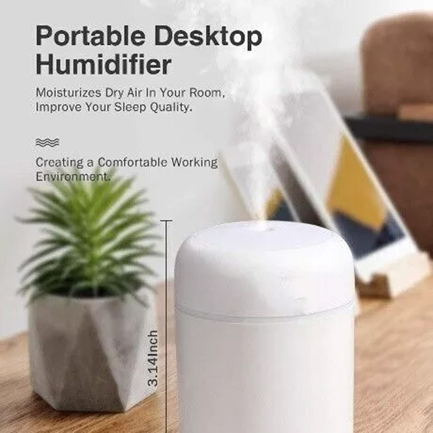 Portable Desktop Colourful Cup Air Humidifier - White