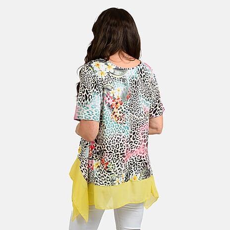 Nicole Chiffon Tunic (Size 1x1 cm) - Leopard Floral