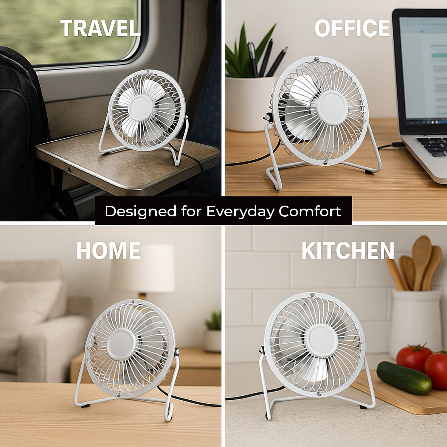 Oxycool 4-Inch USB Mini Desk Fan