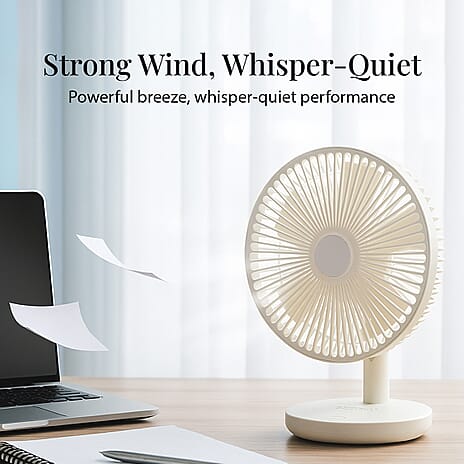Oxycool 8 Inch Portable Rechargeable Wireless Fan - White