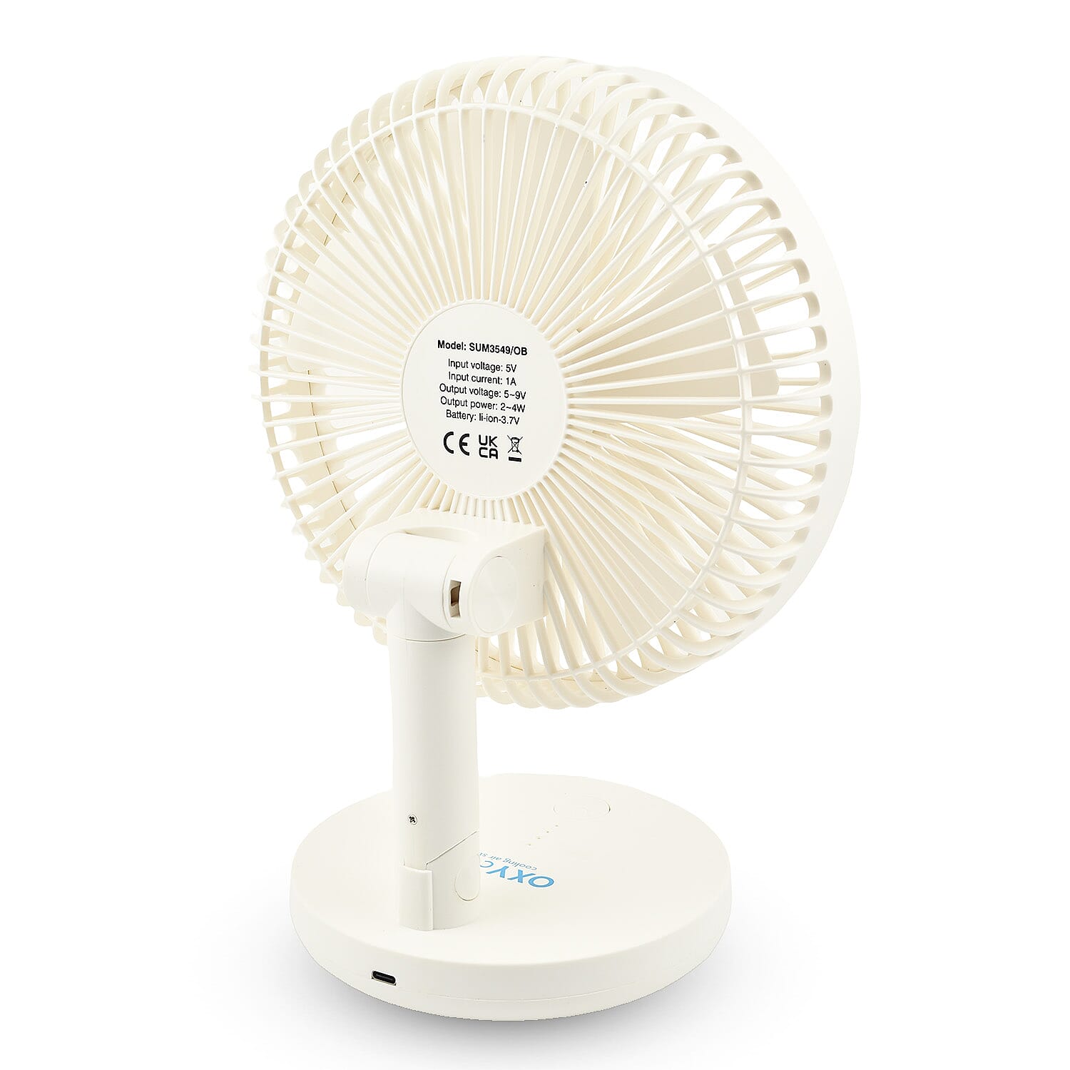 Oxycool 8 Inch Rechargeable Wireless Fan - White Oxycool 8 Inch Rechargeable Wireless Fan - White