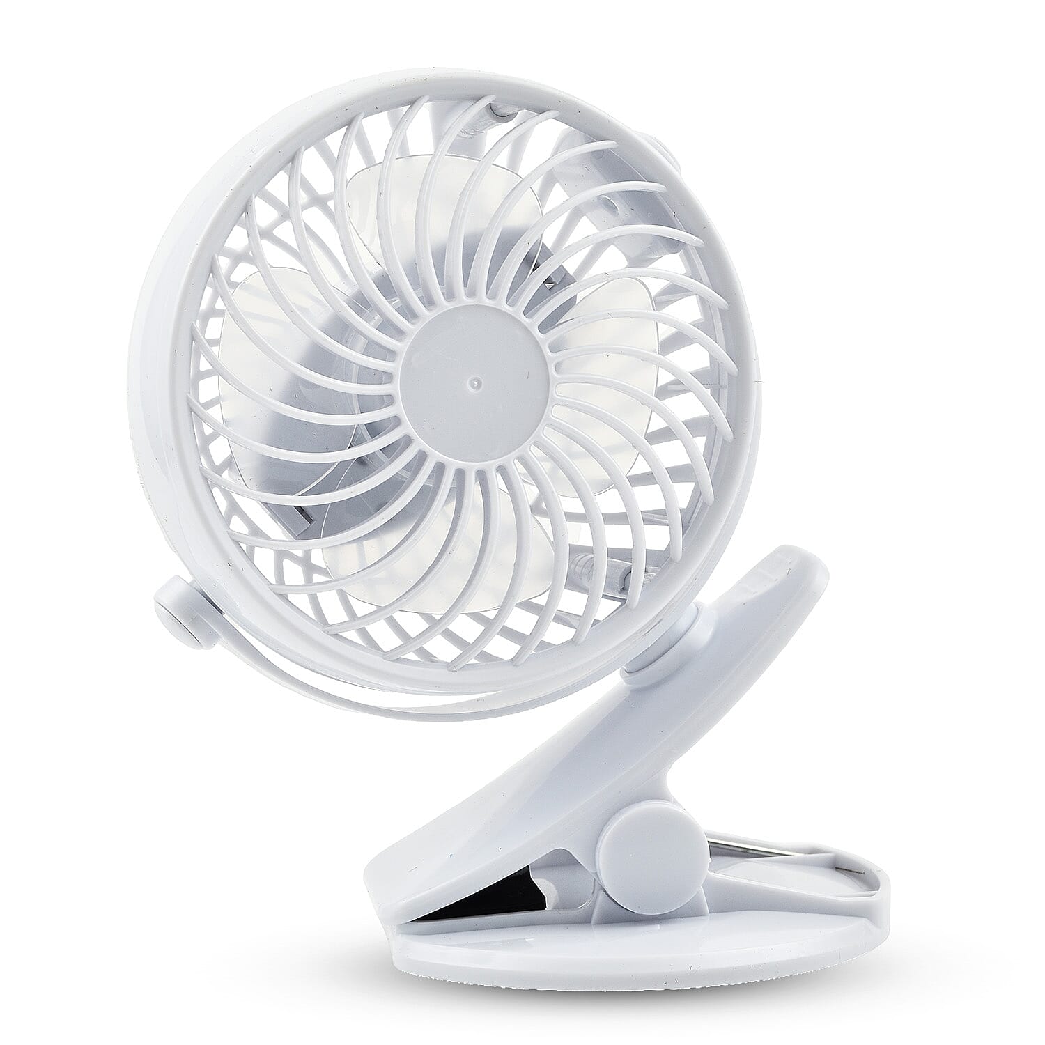 Clip-On Tilt Rechargeable Wireless Fan with 1200mAh Battery (Included) - White