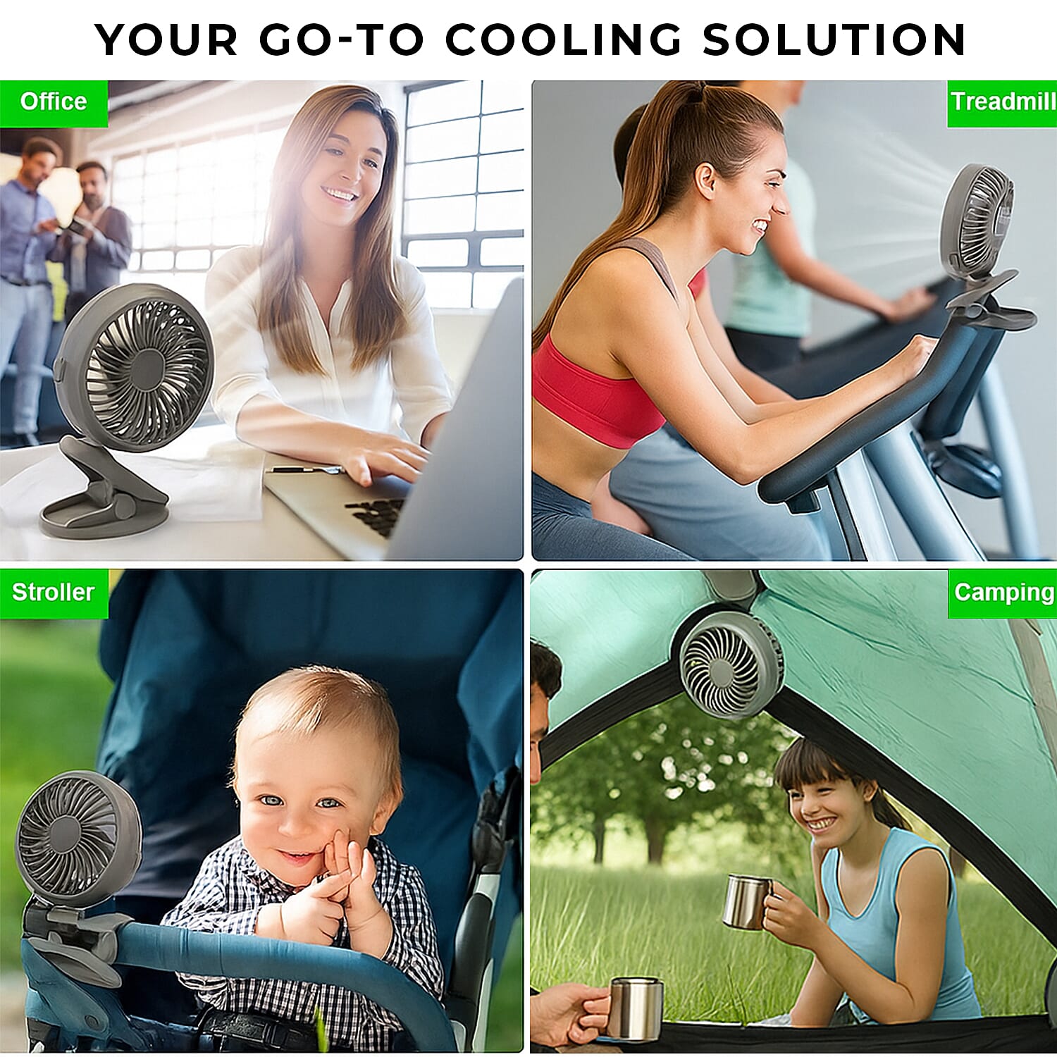 Clip-On Tilt Rechargeable Fan with 3 Speed Setting & 360 Tilt Function - Grey Clip-On Tilt Rechargeable Fan with 3 Speed Setting & 360 Tilt Function - Grey