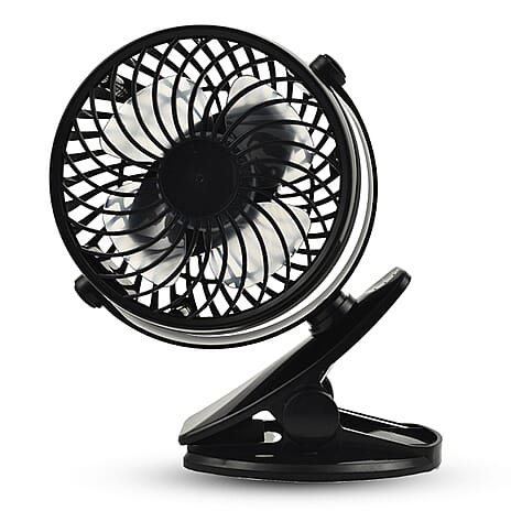 Clip-On Tilt Rechargeable Fan with 3 Speed Setting & 360 Tilt Function - Black
