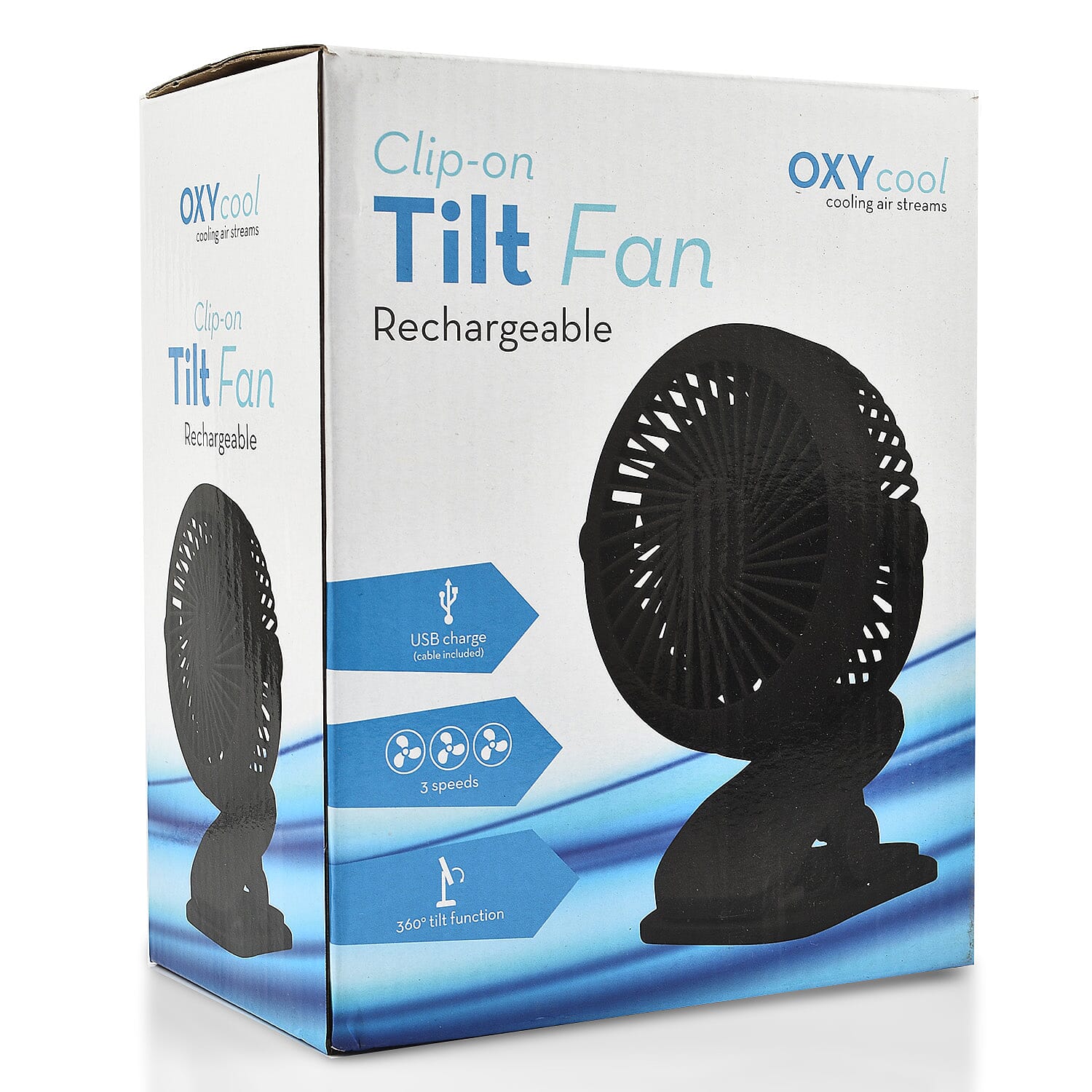 Clip-On Tilt Rechargeable Fan with 3 Speed Setting & 360 Tilt Function - Black Clip-On Tilt Rechargeable Fan with 3 Speed Setting & 360 Tilt Function - Black