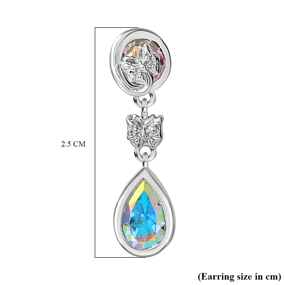 Mercury Mystic Topaz Dangle Earrings in Rhodium Overlay Sterling Silver 3.07 Ct.