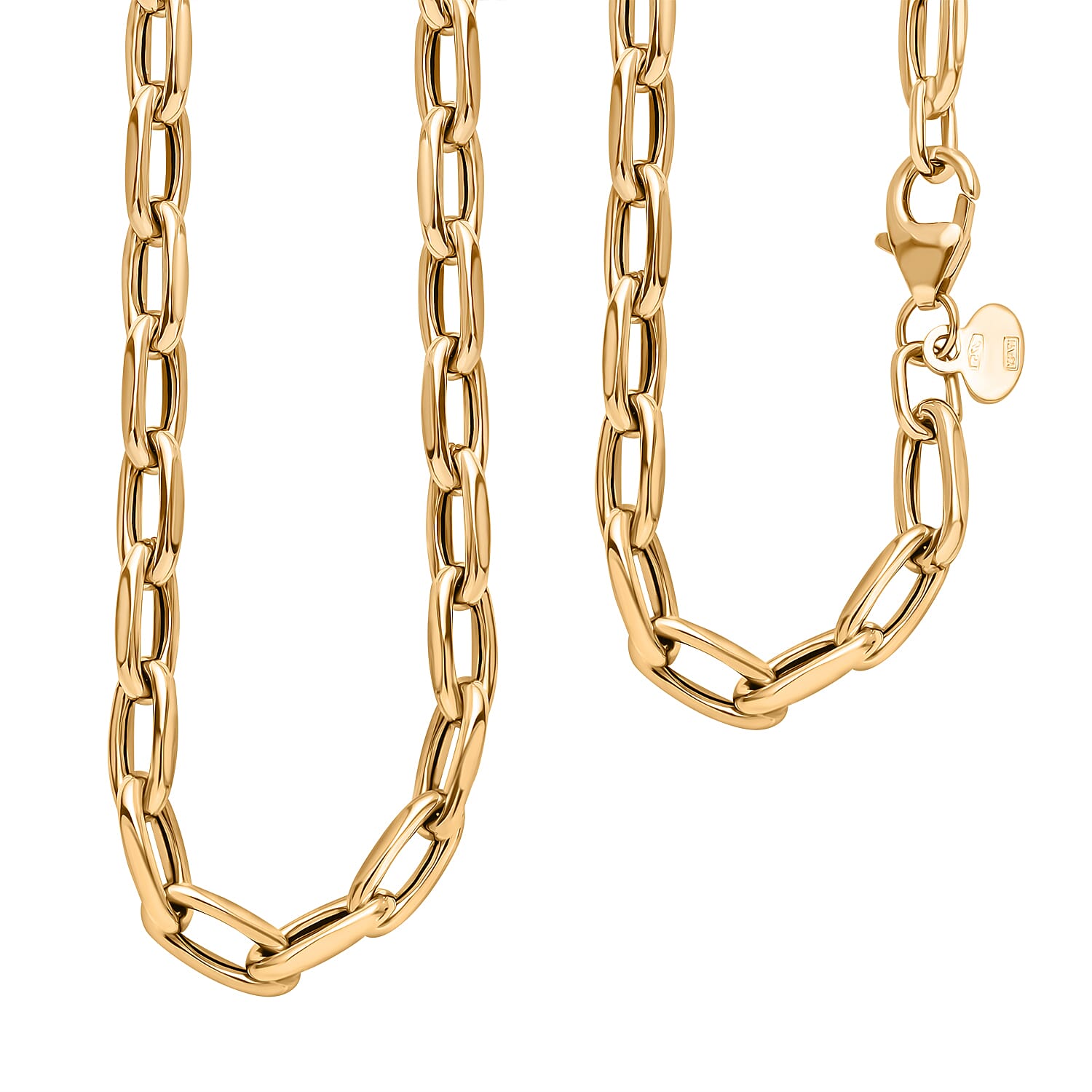 JCK Vegas Closeout - 9K Yellow Gold Broad Cable Link Necklace (Size - 20), Gold Wt. 4.40 Gms.
