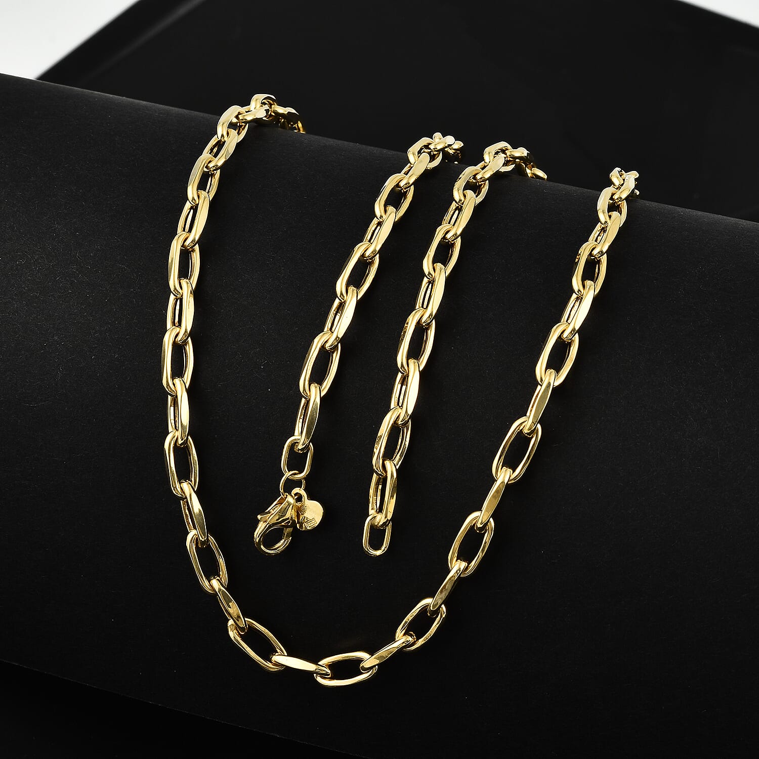 JCK Vegas Closeout - 9K Yellow Gold Broad Cable Link Necklace (Size - 20), Gold Wt. 4.40 Gms.