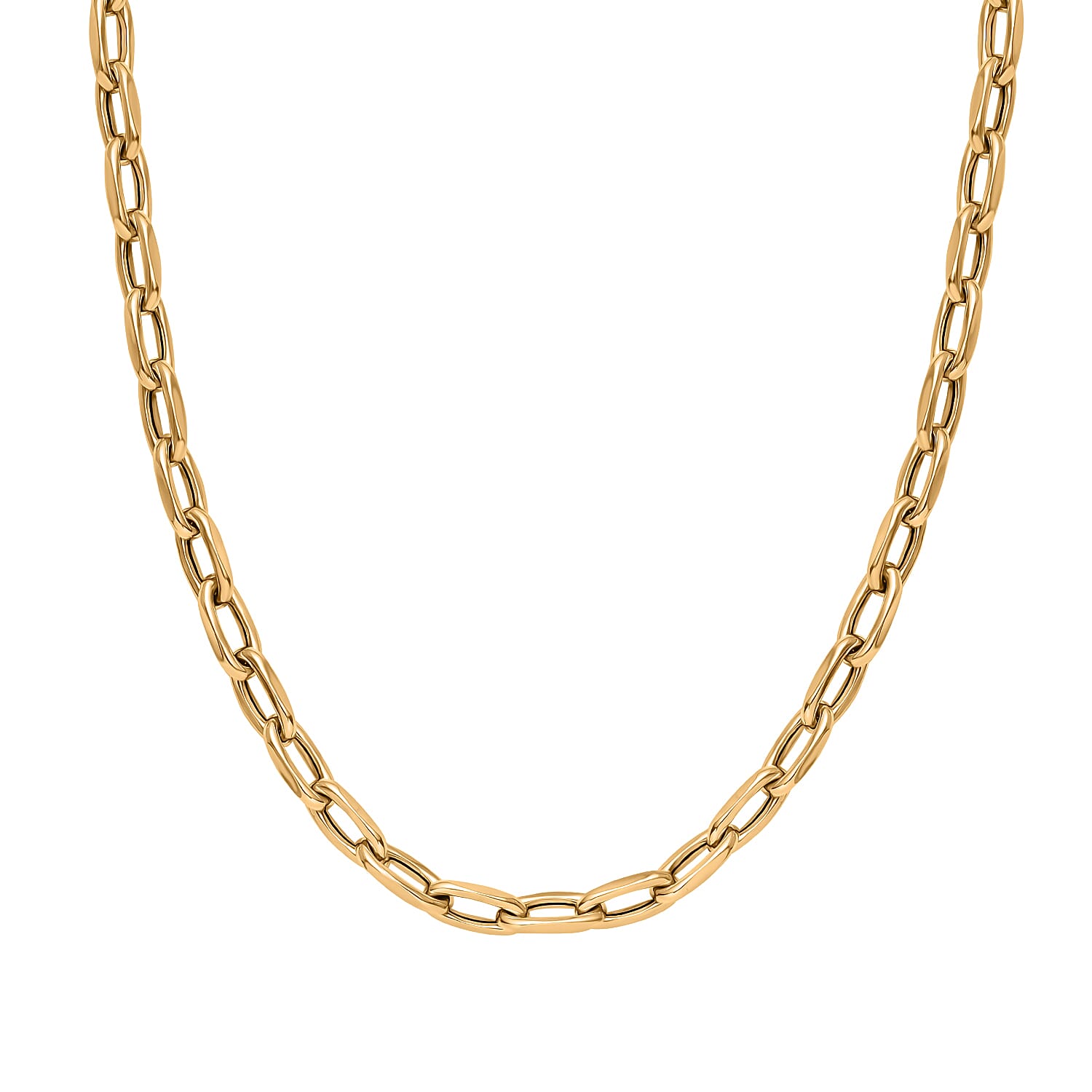 JCK Vegas Closeout - 9K Yellow Gold Broad Cable Link Necklace (Size - 20), Gold Wt. 4.40 Gms.
