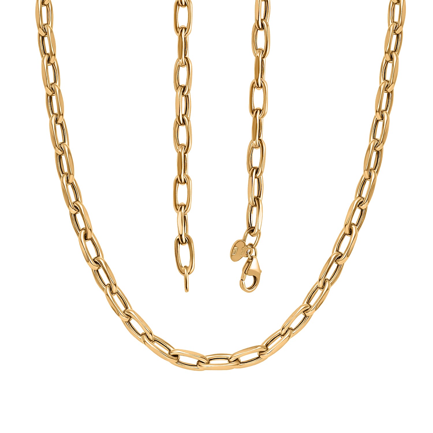 JCK Vegas Closeout - 9K Yellow Gold Broad Cable Link Necklace (Size - 20), Gold Wt. 4.40 Gms.