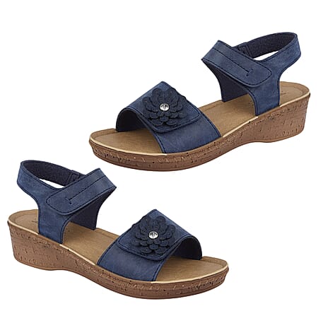 Jo - Joe HIBISCUS Lightweight Touch and Close Fastening Sandal (Size 4) - Navy