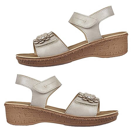 Jo & Joe HIBISCUS Lightweight Touch and Close Fastening Sandal (Size 4) - Taupe