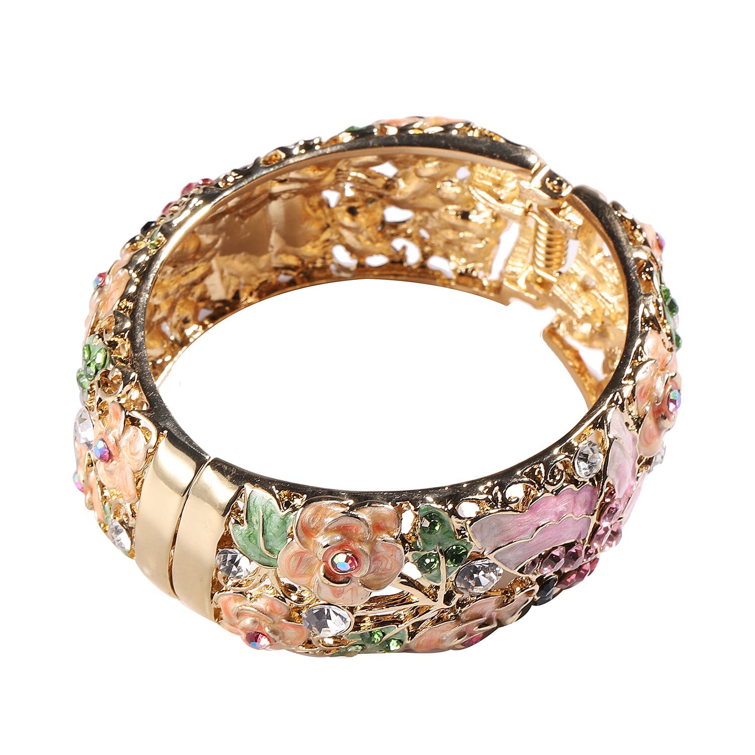Designer Inspired Multi Color Crystal Hinged Bangle