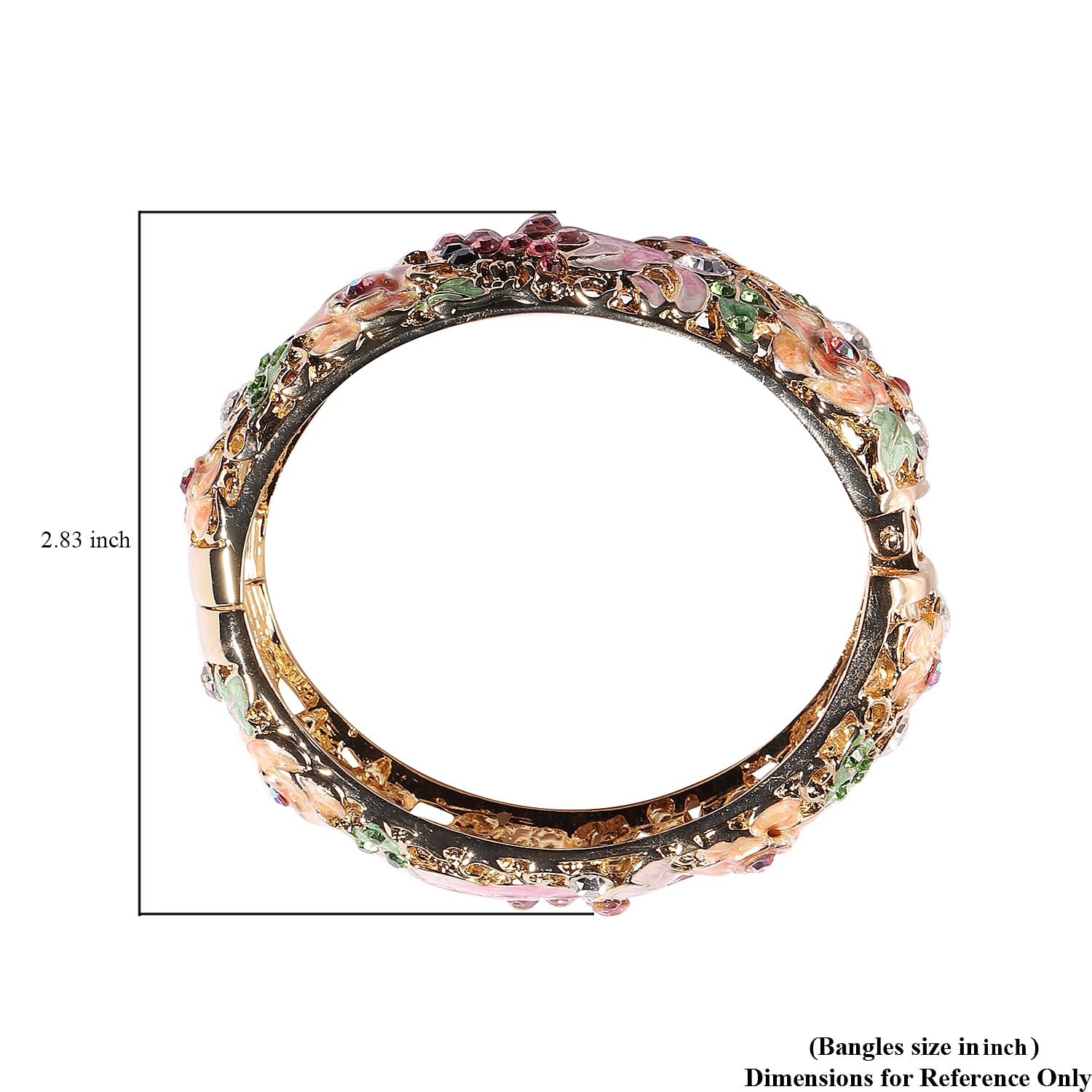 Designer Inspired Multi Color Crystal Hinged Bangle