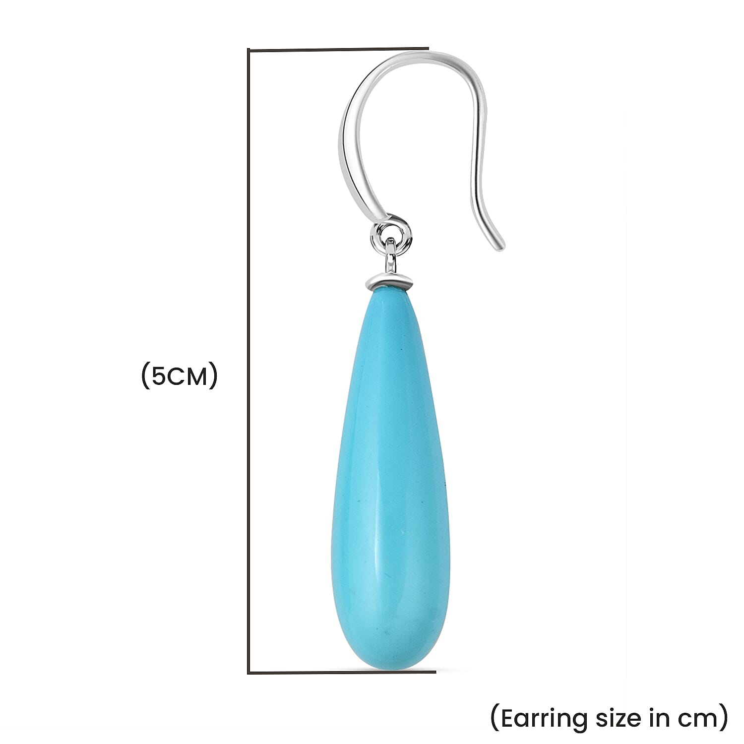 Sleeping Beauty Colour Shell Pearl Drop Earrings with Hook in Rhodium Overlay Sterling Silver