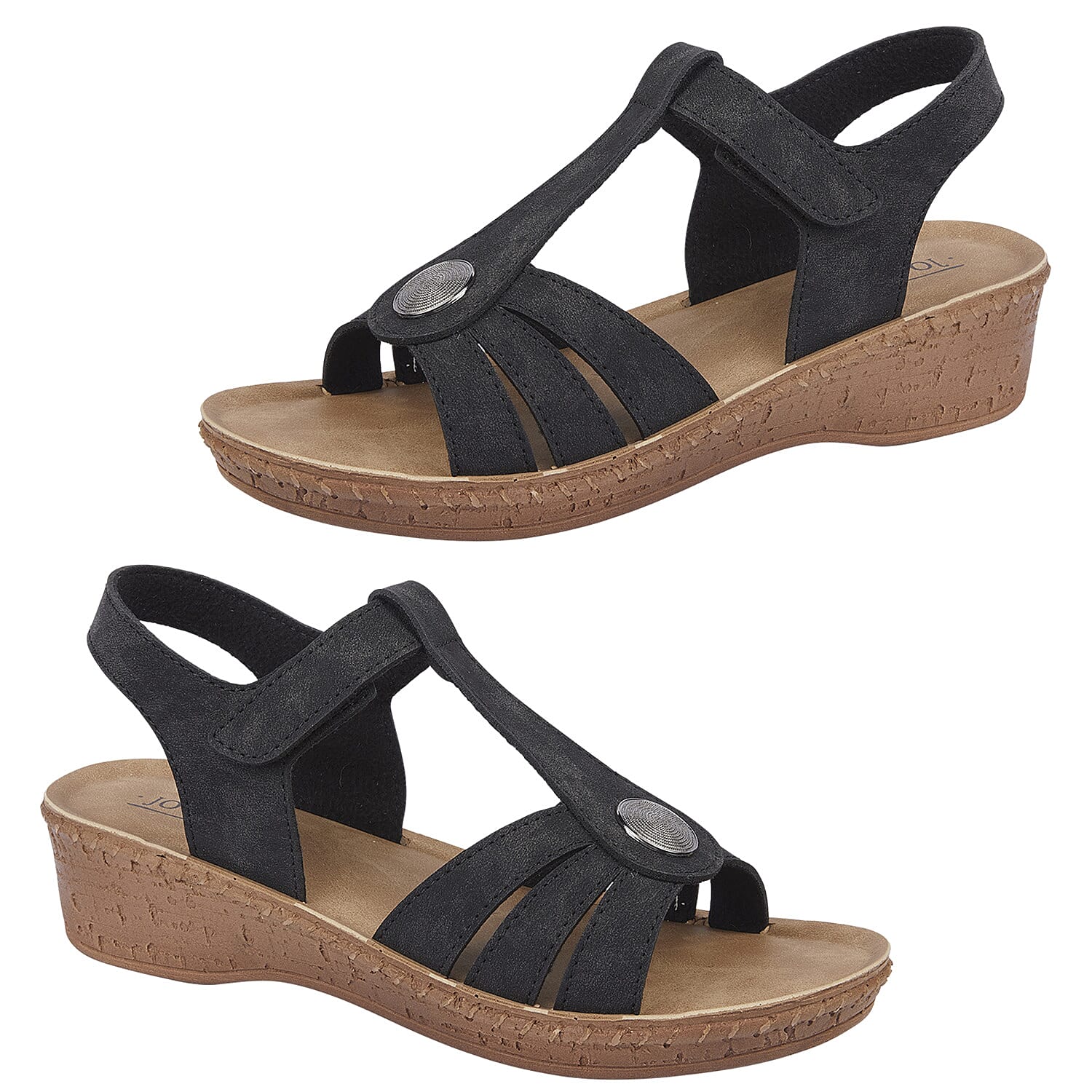 Jo & Joe Lightweight ST Kitts Sandal with Touch and Close Strap (Size 3) - Black