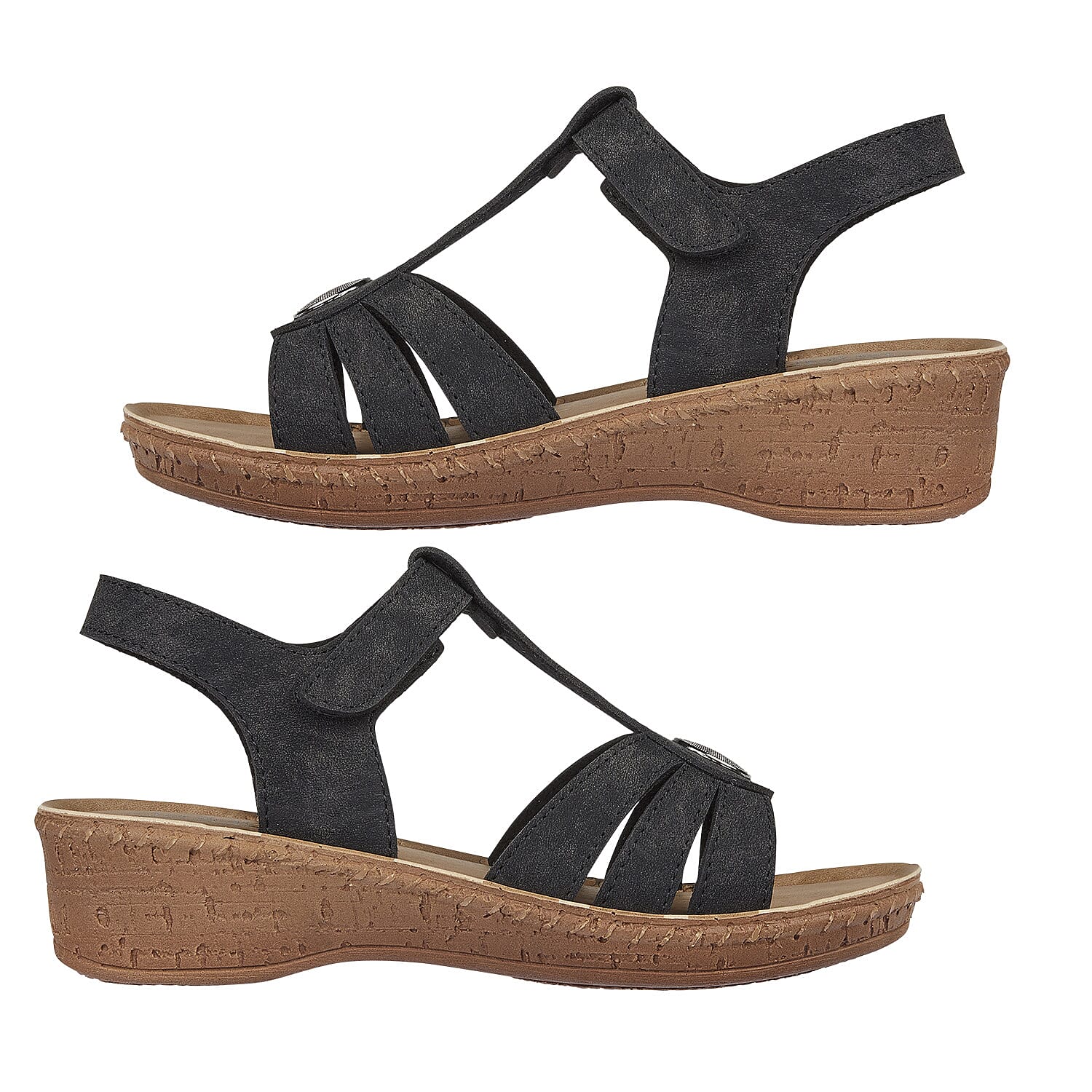 Jo & Joe Lightweight ST Kitts Sandal with Touch and Close Strap (Size 3) - Black