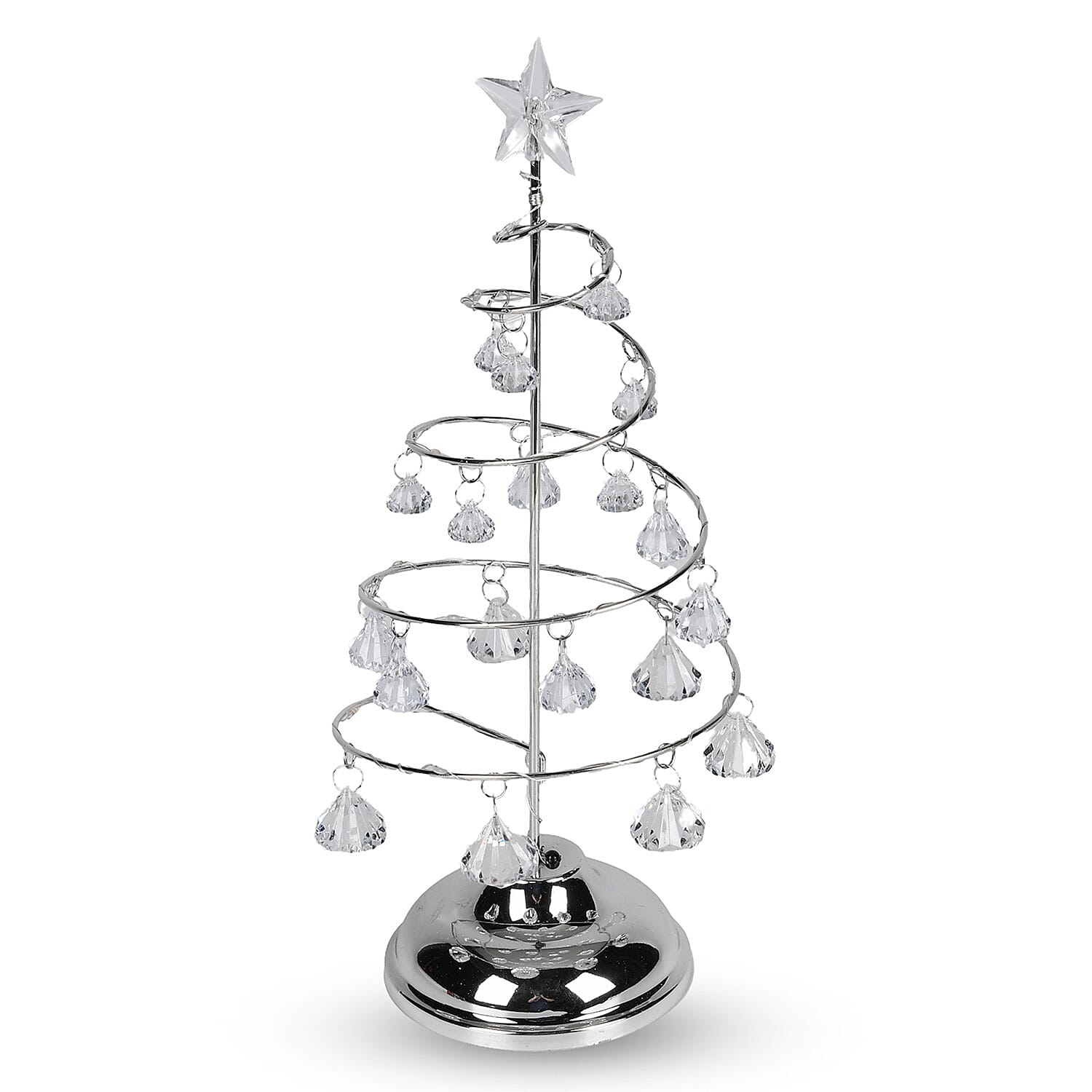 LED Christmas Tree - Silver - 19 Crystals - (3xAAA batteries not inc)
