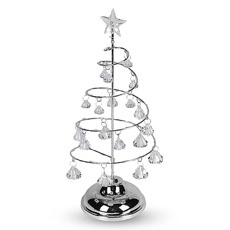 LED Christmas Tree - Silver - 19 Crystals - (3xAAA batteries not inc)