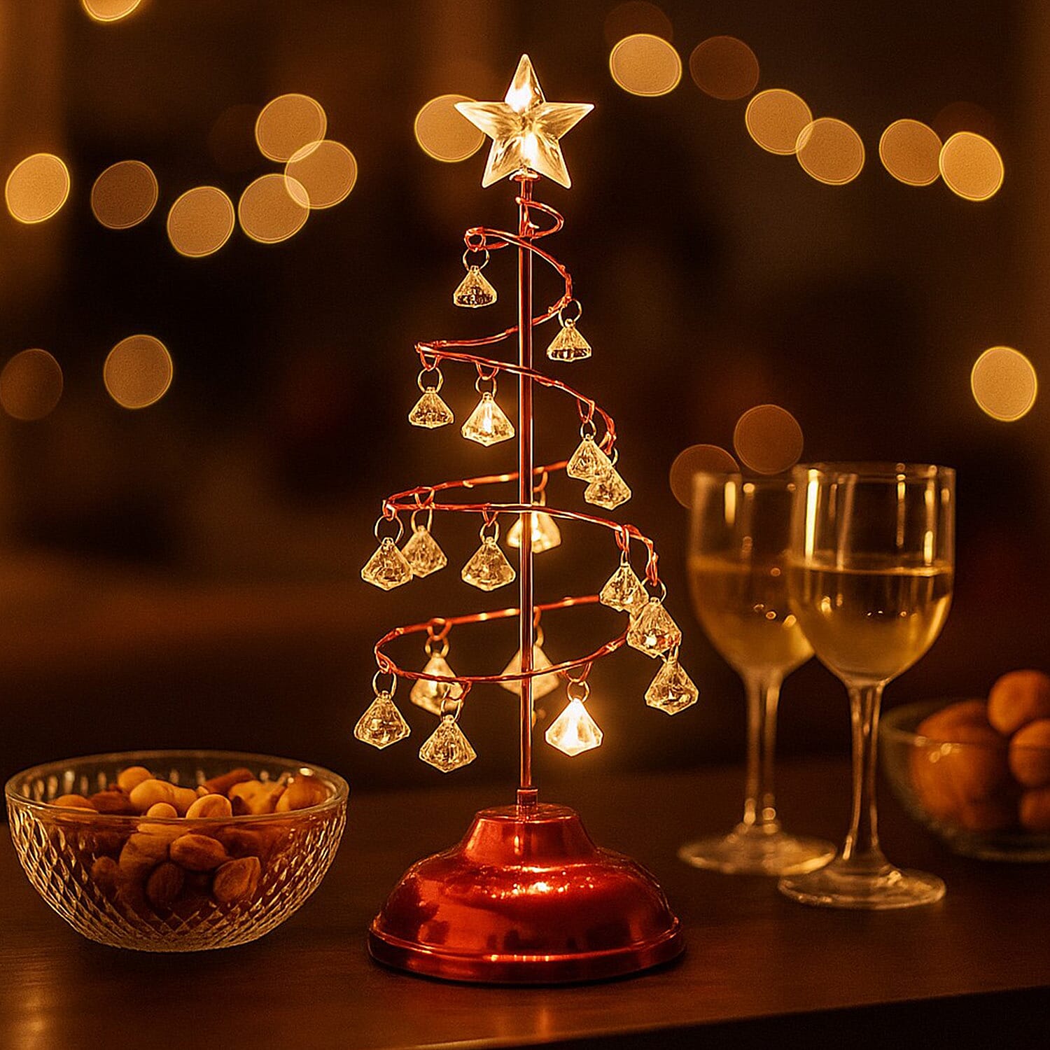 LED Christmas Tree 19 Crystals (3xAAA batteries not inc) - Red