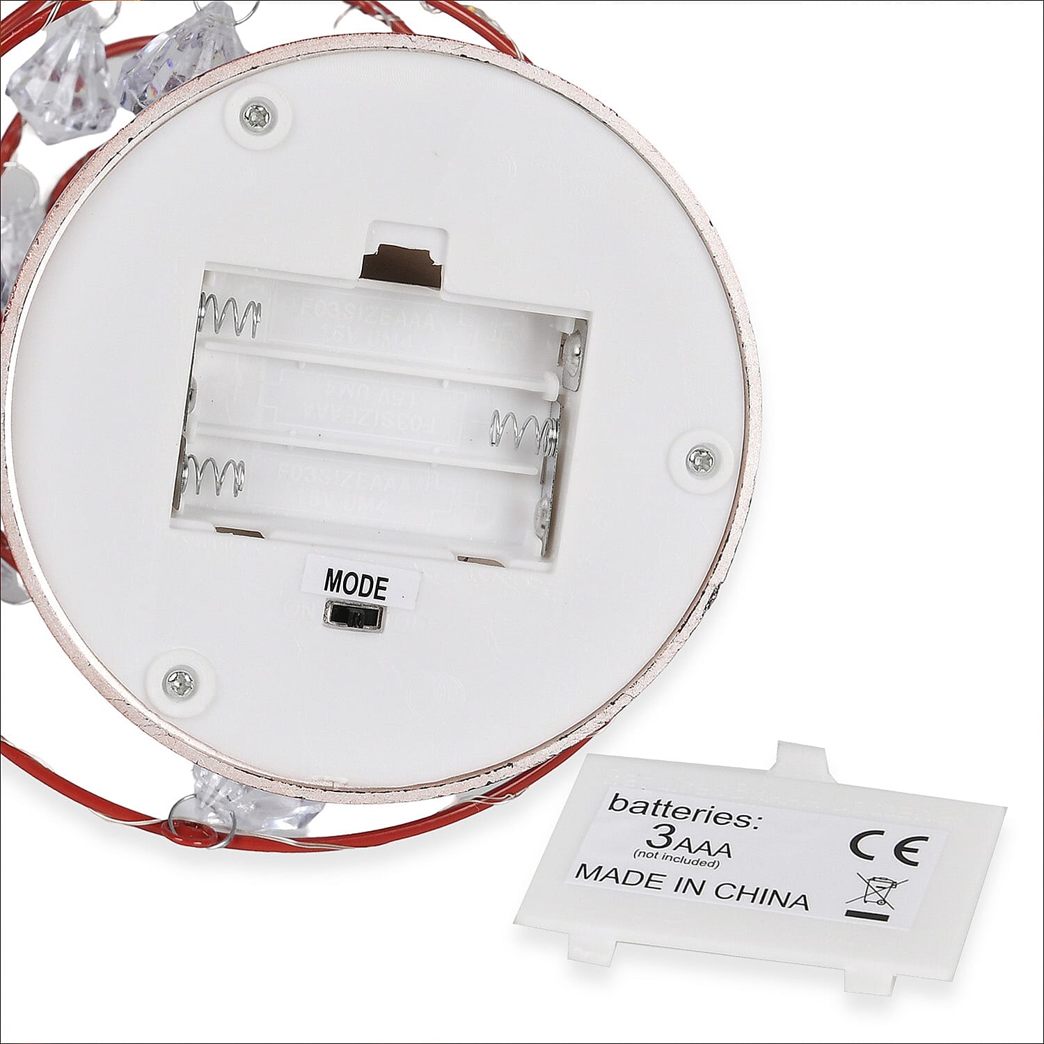 LED Christmas Tree 19 Crystals (3xAAA batteries not inc) - Red