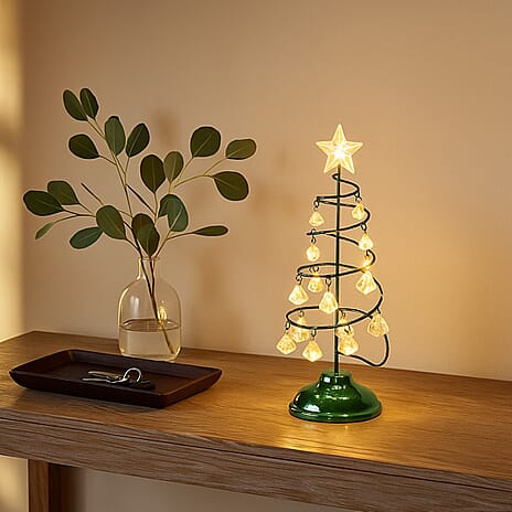 LED Christmas Tree - Green - 19 Crystals - (3xAAA batteries not inc)