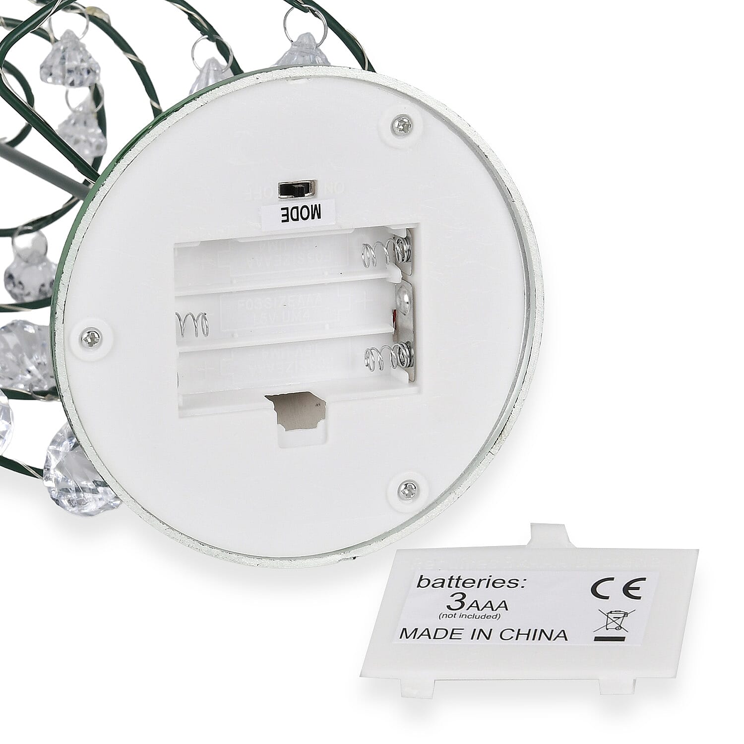 LED Christmas Tree - Green - 19 Crystals - (3xAAA batteries not inc)