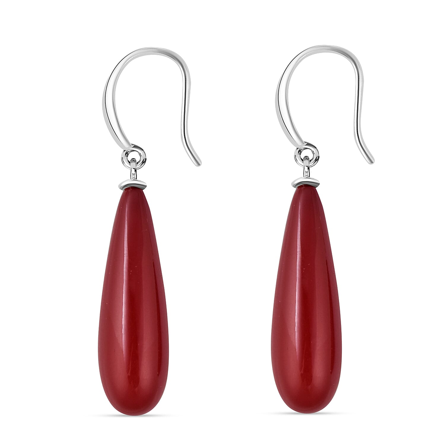 Red Shell Pearl  Earring in Rhodium Overlay Sterling Silver