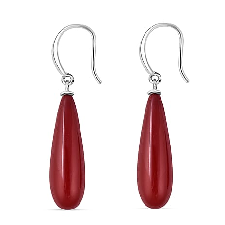 Red Shell Pearl  Earring in Rhodium Overlay Sterling Silver
