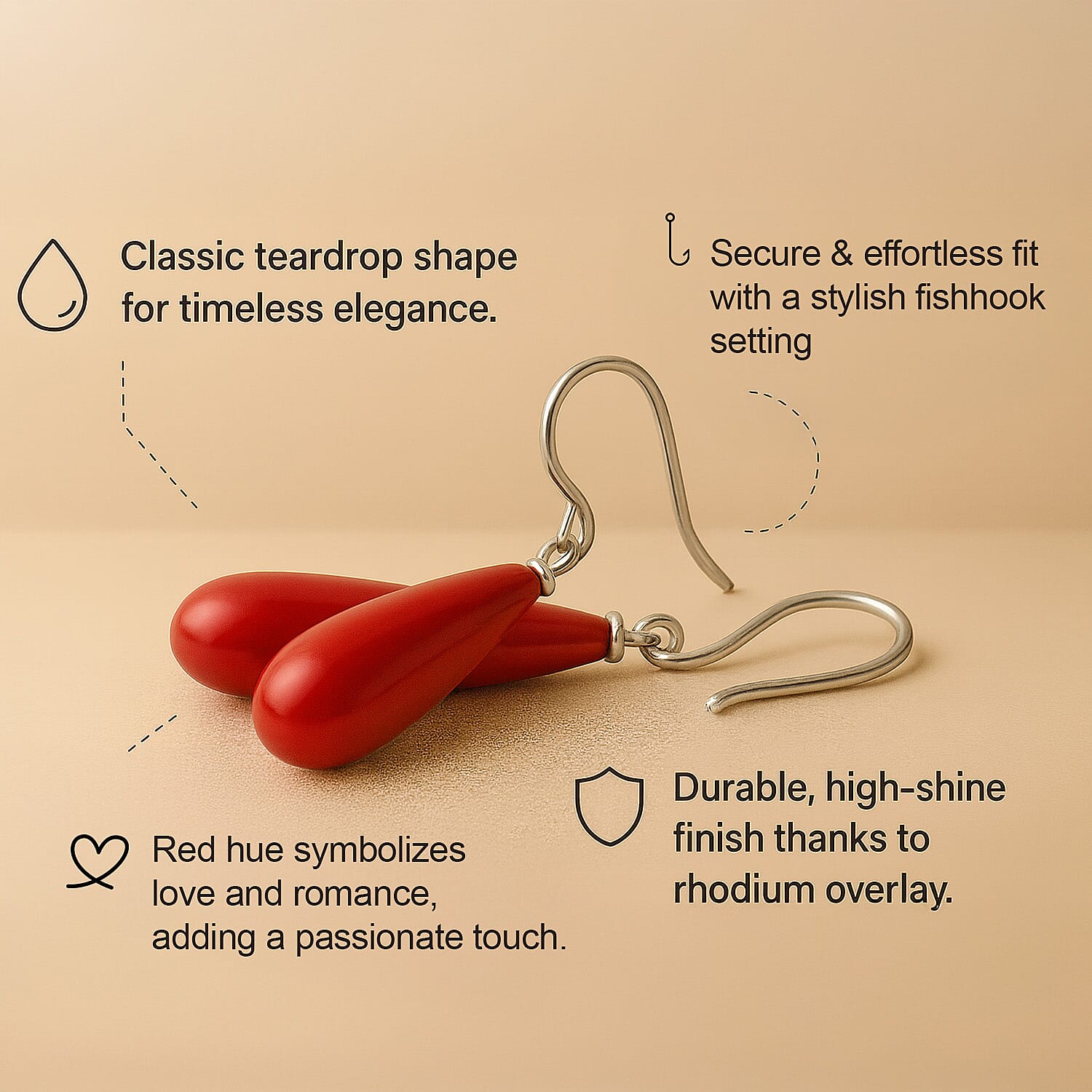 Red Shell Pearl  Earring in Rhodium Overlay Sterling Silver