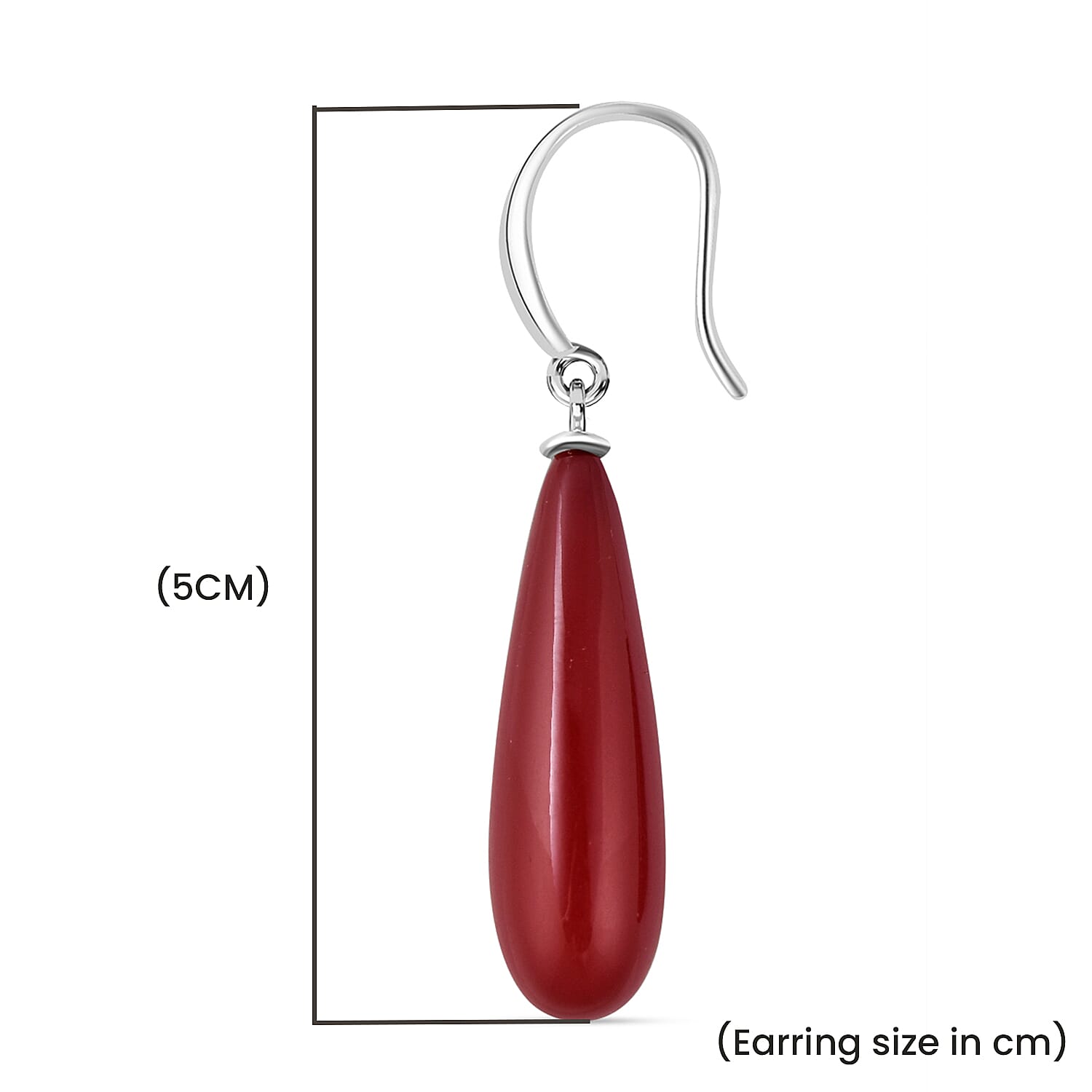 Red Shell Pearl  Earring in Rhodium Overlay Sterling Silver