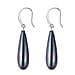 White Shell Pearl Drop Earrings with Hook in Rhodium Overlay Sterling Silver