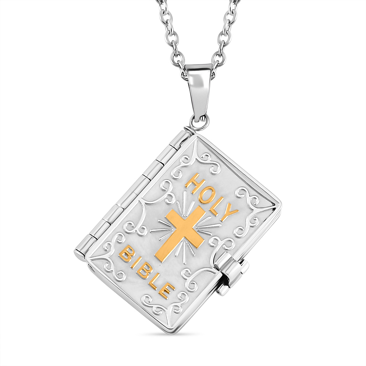 Holy Bible Openable Pendant With Chain and Presentation Gift Box (30inch + Slider)