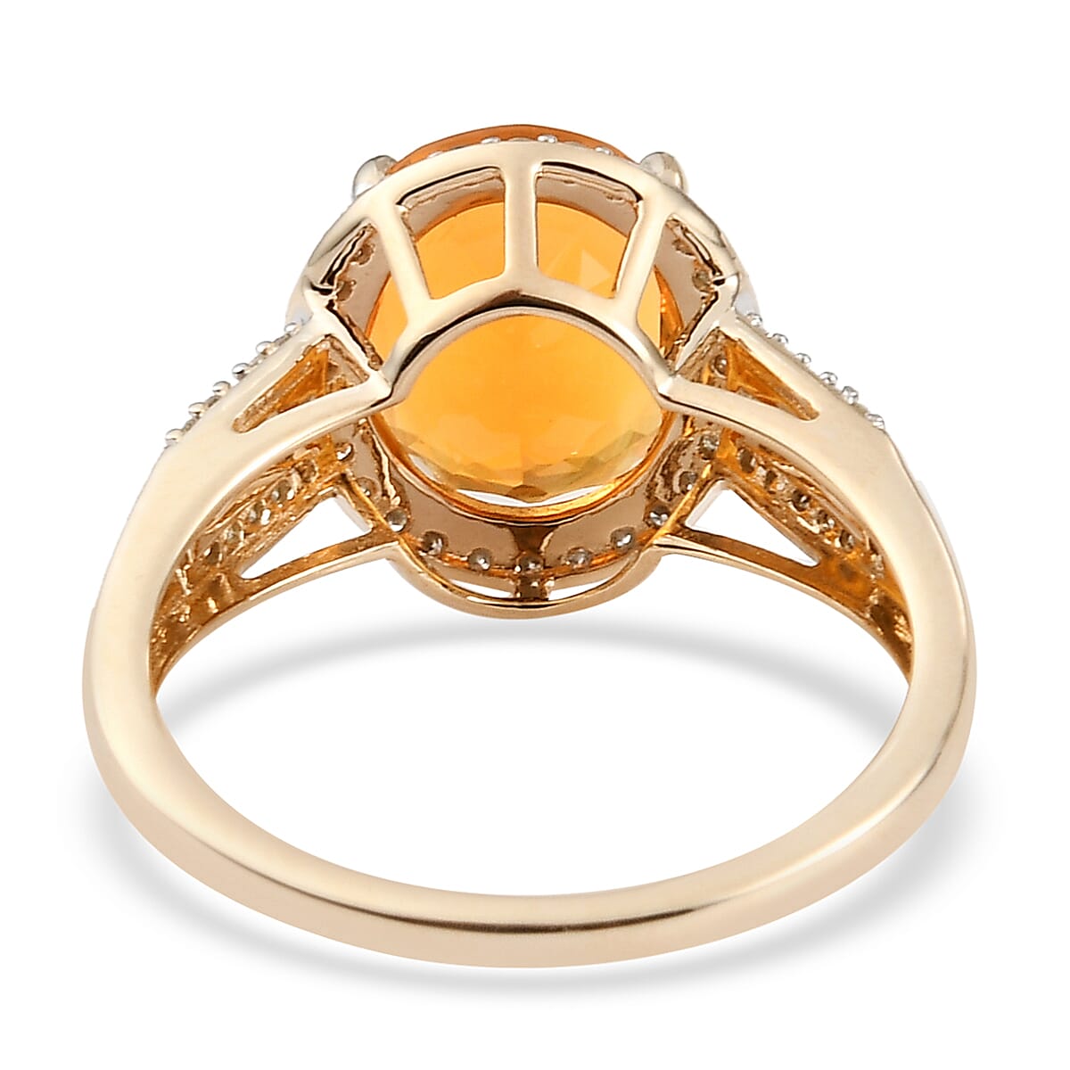 9K Yellow Gold Brazilian Fire Opal and Diamond Ring 2.50 Ct.