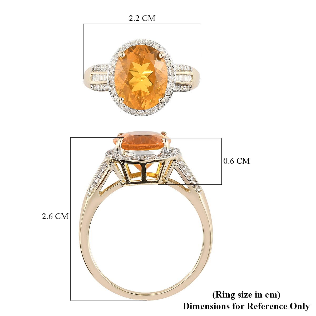 9K Yellow Gold Brazilian Fire Opal and Diamond Ring 2.50 Ct.