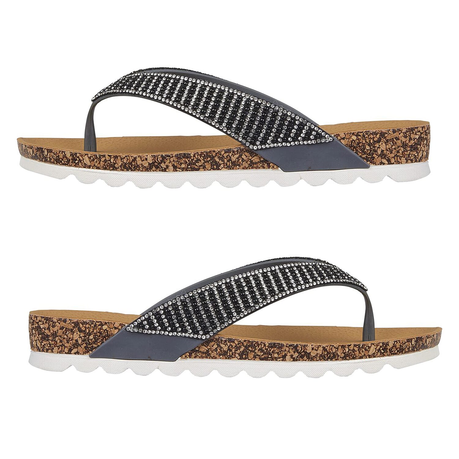 Shoes by Emma SUNSET Ladies Beaded Strap Detail Round Toe Sandal (Size 3) - Smoke