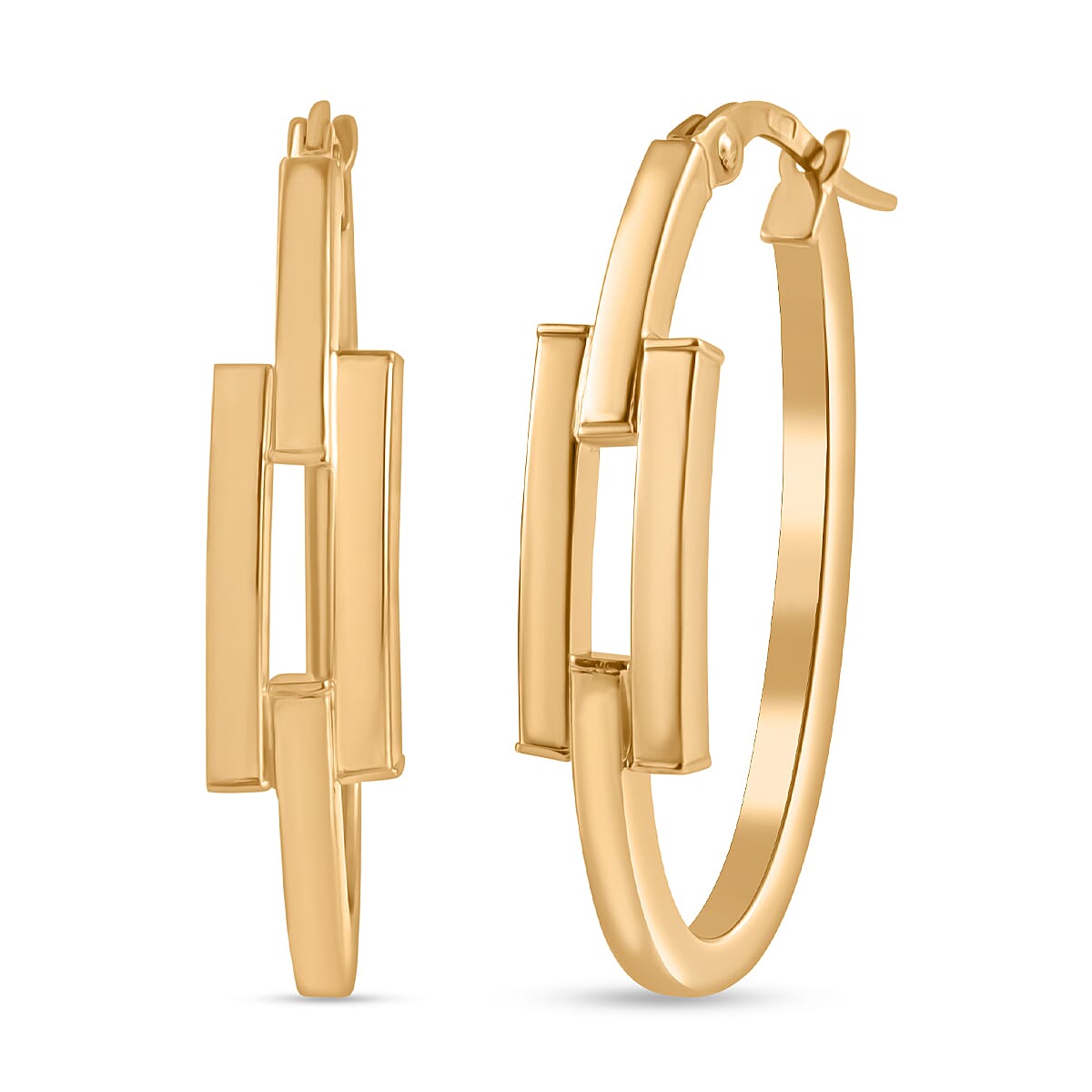 Maestro Collection - 9K Yellow Gold Buckle Hoop Earrings(outer diameter 16mm & inner 11.90mm).