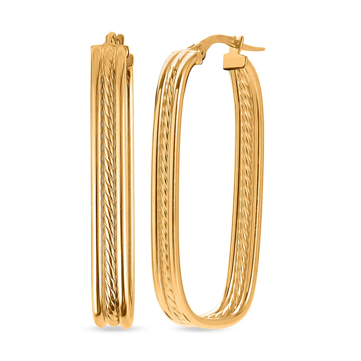 Maestro Collection - 9K Yellow Gold Hoop Earrings (Oueter diameter 16.1 & inner 13.30mm). 2.60 Gms.