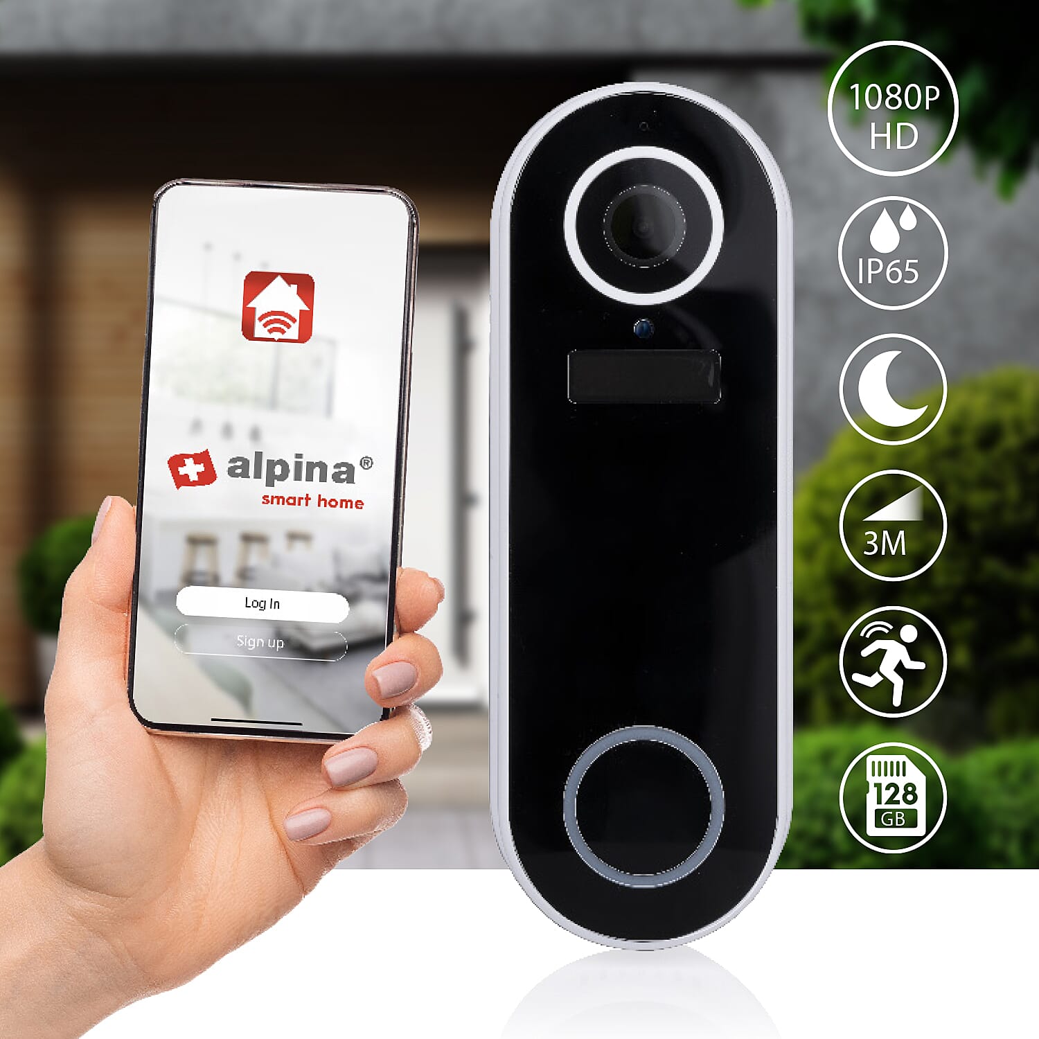 Smart Doorbell Intercom Functioned with Microphone, Camera, Wifi & Speaker (Battery Operated)