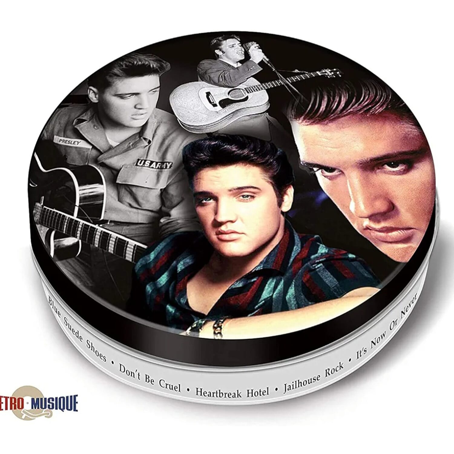 Set of 8 Elvis Presley Music Disc Coasters) - Black