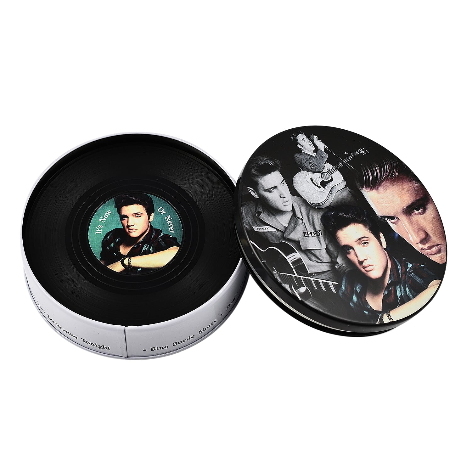 Set of 8 Elvis Presley Music Disc Coasters) - Black