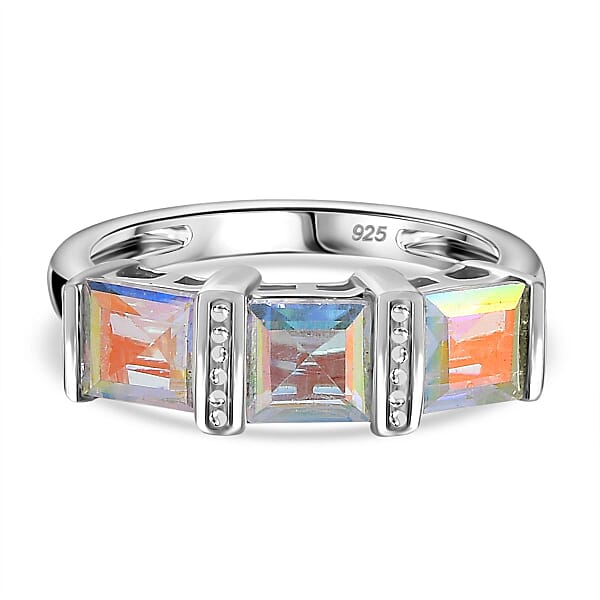 V3 Jewelry 925 Sterling Silver with Round Shape Mercury Opal Topaz Solitaire Ring